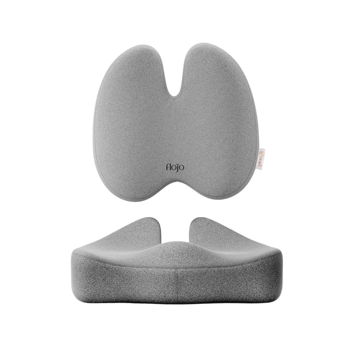 Gray memory foam back support for prolonged sitting with ergonomic design for comfort