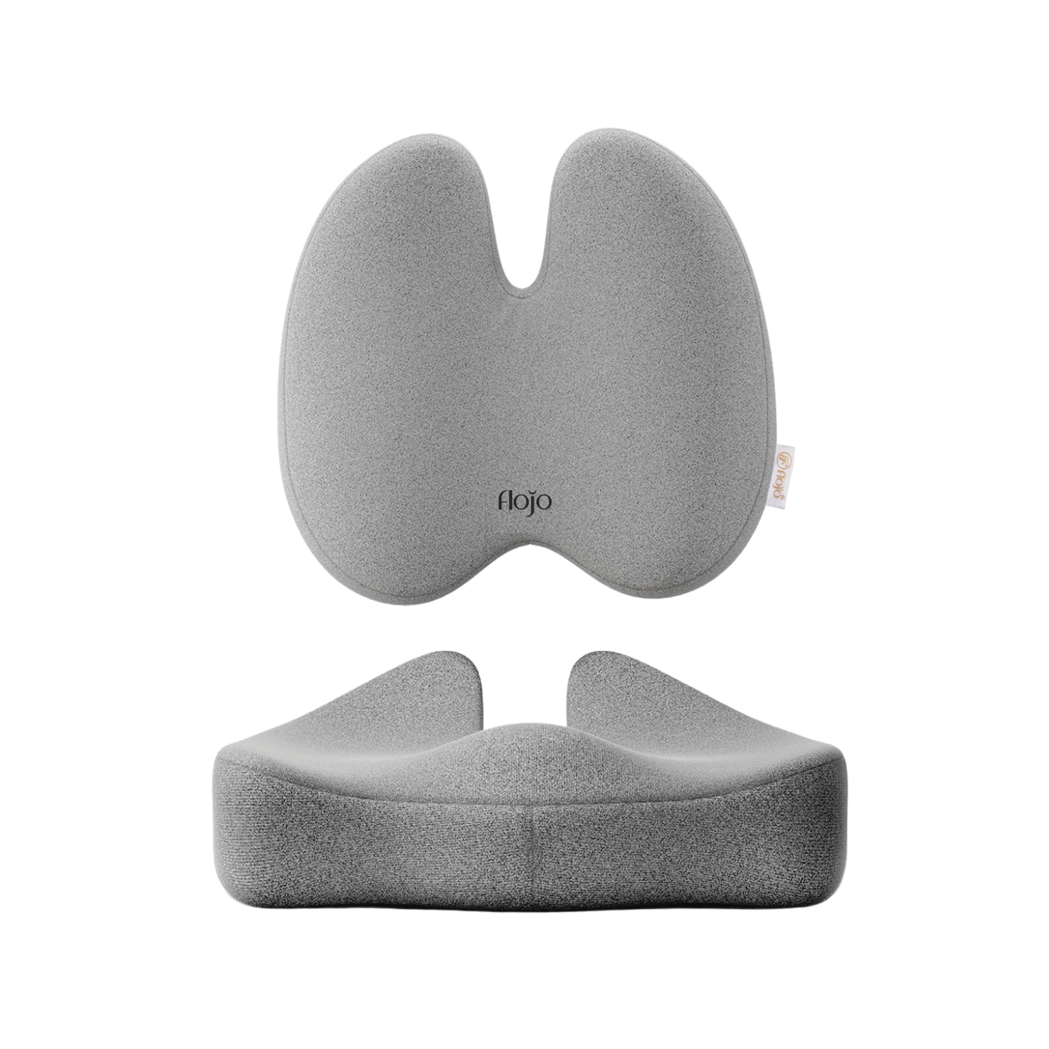 Gray memory foam back support for prolonged sitting with ergonomic design for comfort